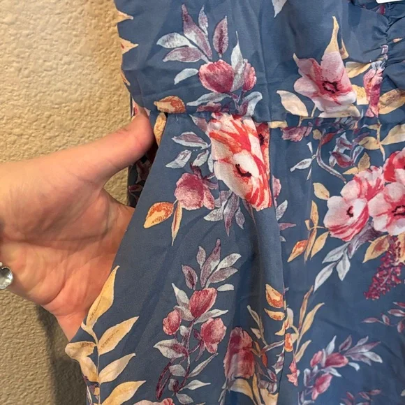 NWT Torrid 0X Floral Blue Dress - Picture 3 of 5